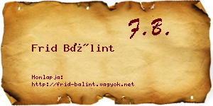 Frid Bálint névjegykártya